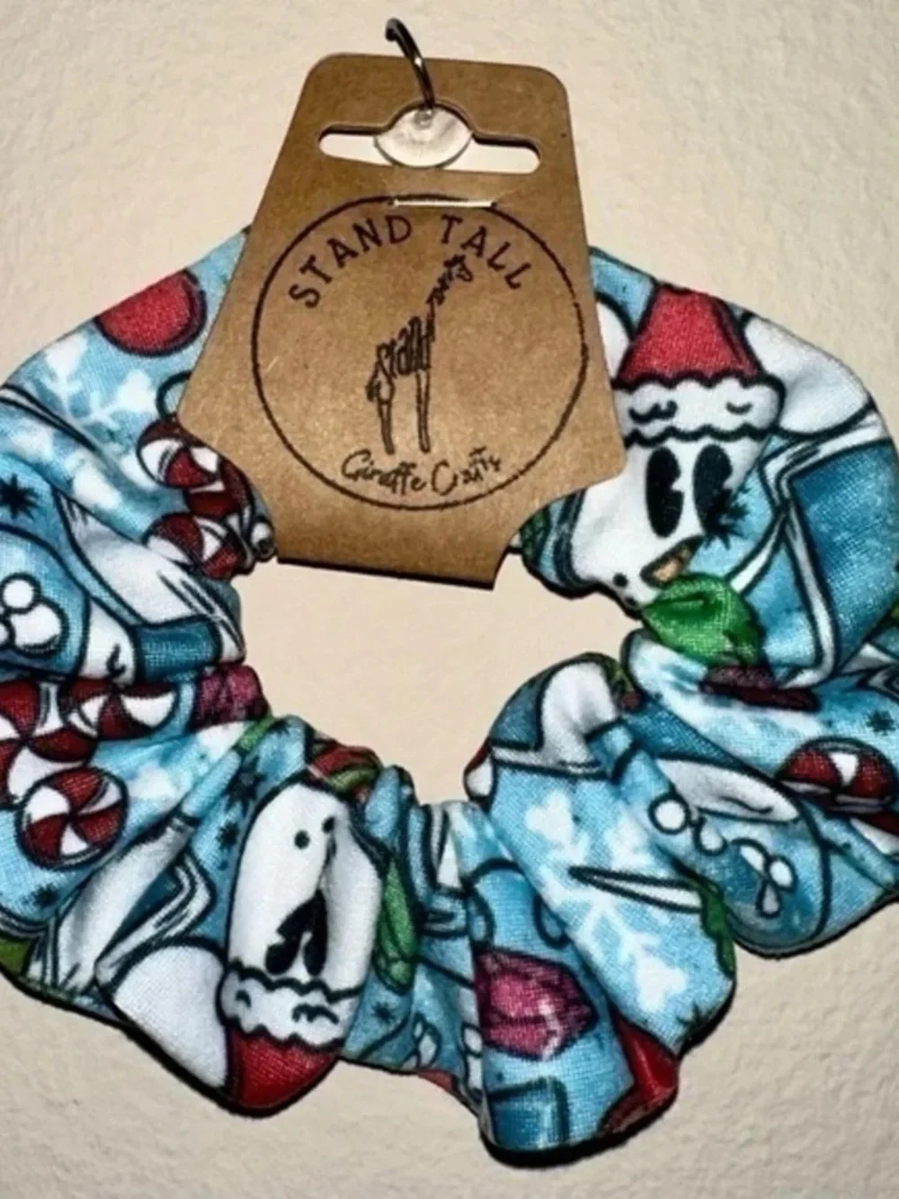 Stand Tall Kids Holiday Scrunchie - Light Blue Penguin Print